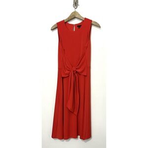 Ann Taylor Midi Dress Medium Front Tie Waist Stretch Career Holiday Office Work